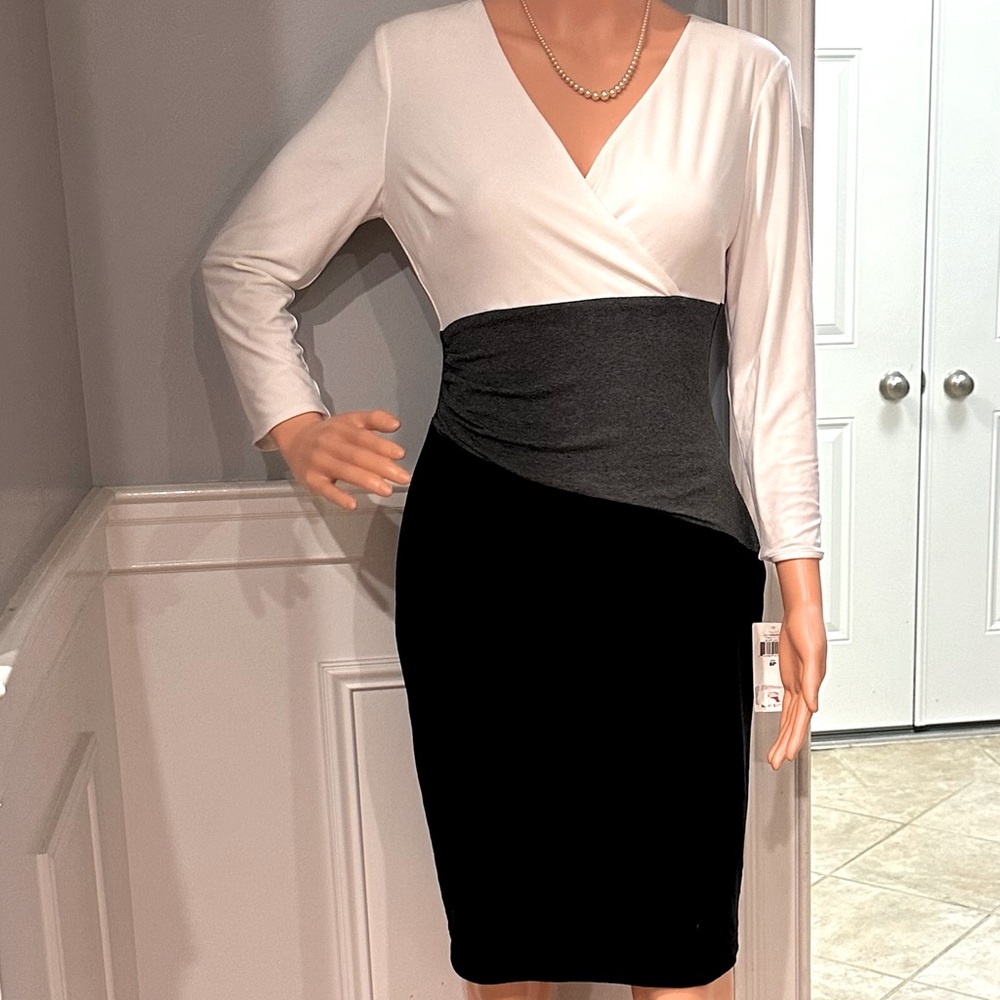 NWT Ralph Lauren Black and White Long Sleeve Dress Size 6P